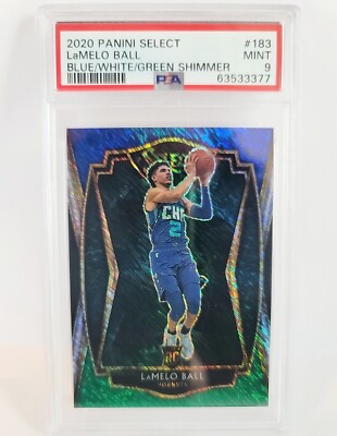 Lamelo Ball 2020 NBA Select Blue/White/Green Shimmer 19/25 PSA 9 