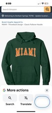 university of miami vintage Y2K Steve Barrys Hoodie Sweatshirt Medium Green