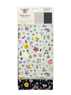 Wild Press Mint & Black Meadow 2er Set Geschirrtücher Bio Baumwolle
