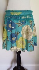 Anthropologie LUX Blue Floral Pleated Skirt Sz 7
