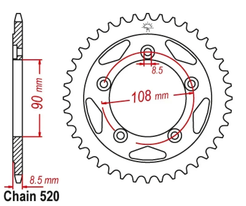 Piñón trasero 520 38T para Ducati 750 Paso Sport 86-90 851 SP 88-89 906   Foto 3 de 4