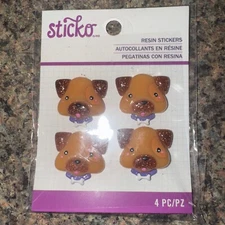 stico resin stickers lot of 4 DOG FACE sparkly