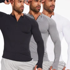 Men's Compression Base Tops Gym Tights Athletic Long Sleeve Shirt Quick Dry Tops