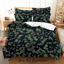 3D Pattern Camouflage Black Quilt Cover Set Duvet Cover Bedding Pillowcases 627