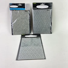 Lot 3 Darice Embossing Essentials Folders 5 x 7in Beehive Diamond Argyle Damask