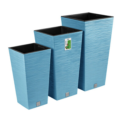 Furu Pflanzkübel Set 3 Höhen, Blumentöpfe Blau, Modern Kunststoff Platzform
