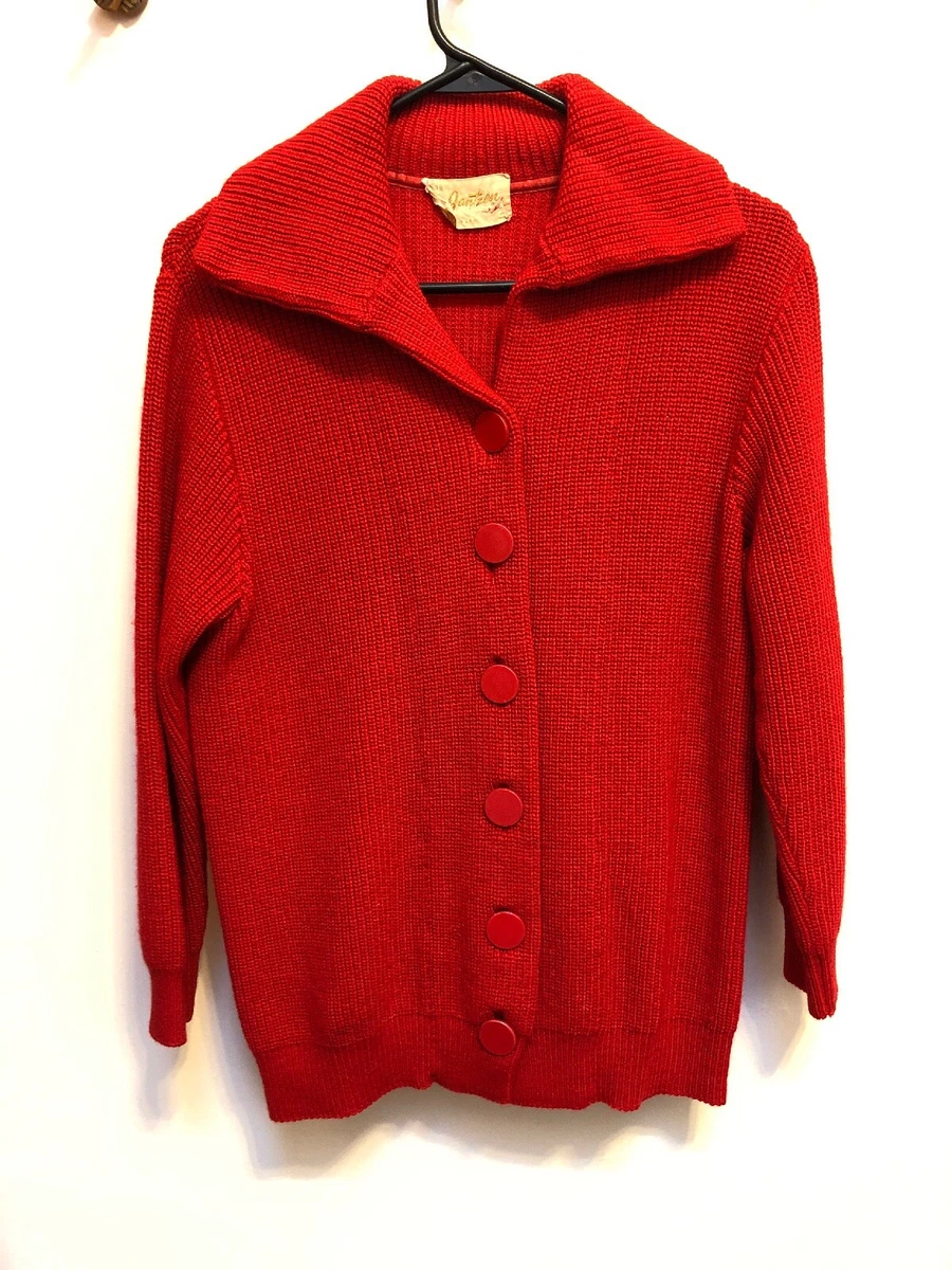 Vintage Red Jantzen Cardigan Button Down Wool Size 38 | eBay