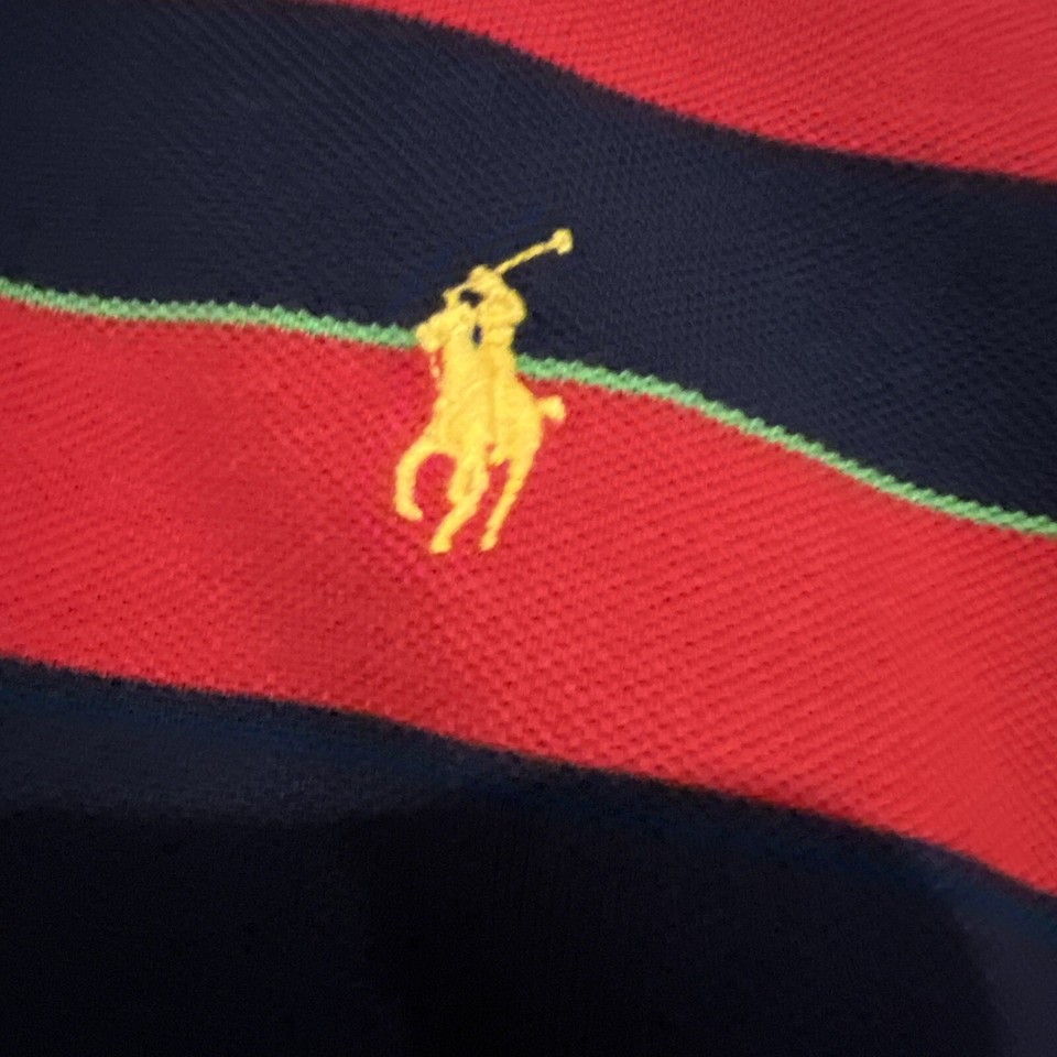 Polo Ralph Lauren Men’s XL Shirt Red Blue Striped Gold Horse eBay