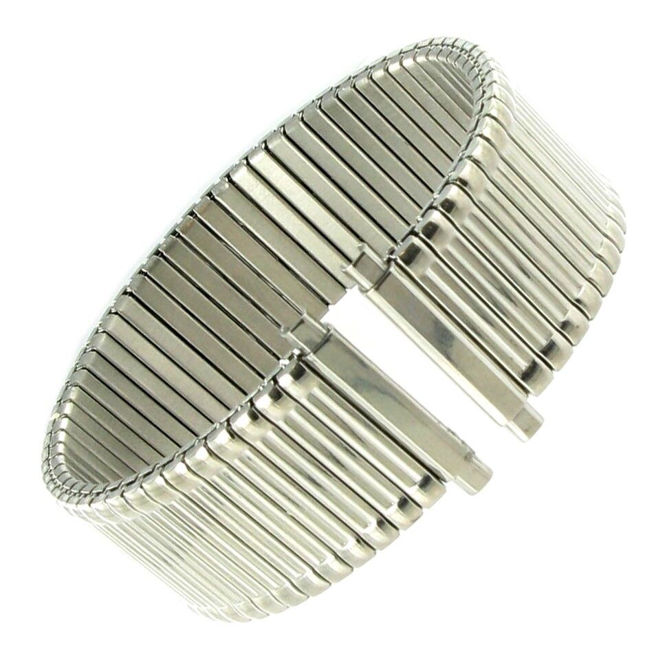 16-21mm Gilden Stripe Twist-O-Flex Silver Stainless Steel Watch Band Long 1040-T