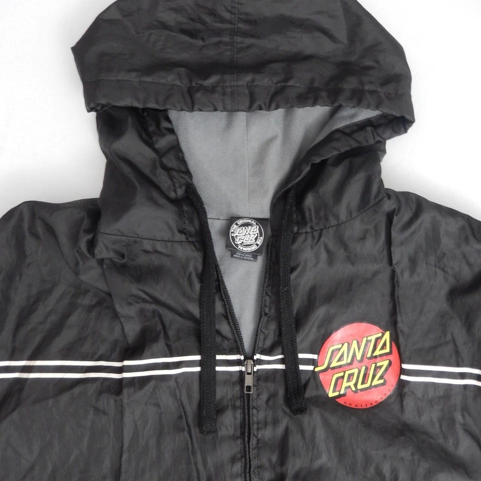 Santa Cruz Black Windbreaker Hooded Jacket Men's - Image 2 of 4