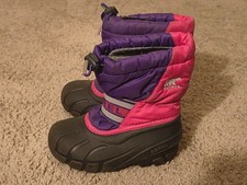 Sorel Kids Snow Boots Winter Felt Insulated Girls Size 10 Pink/Purple Grey