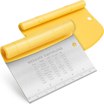 Bench Scraper for Baking, Stainless Steel Dough Cutter and Scraper Tool Kitchen,