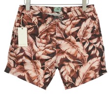 Scotch Soda Men's Swimwear Size S Purple Leaf Pattern Zipper Drawstring