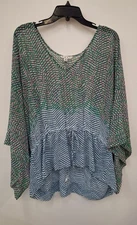 CAbi Women's Red/Green/Blue/White Size M Blouse