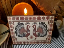 NEAT FRAKTUR OLD FOLK  ART PRIMITIVE VINTAGE STYLE FALL THANKSGIVING TURKEY SIGN
