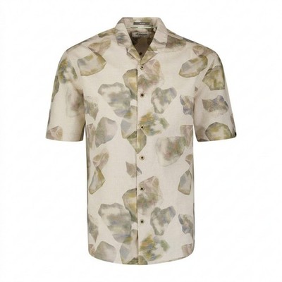 No Excess Herren Hemd kurzarm beige grün floral 31440385 050 green