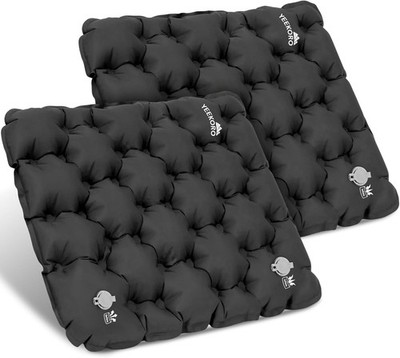 Inflatable Seat Cushion, Lightweight Camping Air Sitting Pad Black(2 Pack) 