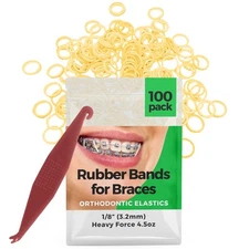 1/8 Inch Orthodontic Elastic Rubber Bands, 100 Pack, Natural, Heavy 4.5 Ounce