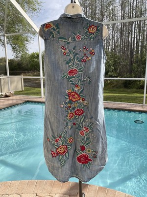 karyn seo denim dress Kyla Seo Jonah Dress Caite Embroidered Back Top Jean Shirt Karyn Tencel NWT