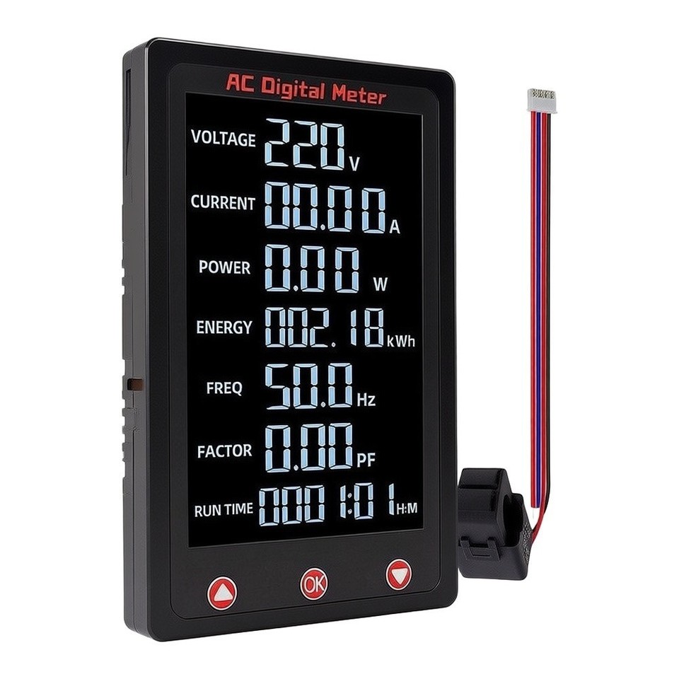 Current Metre Display AC Display Meter 80-260V 100A for Voltage Current Power kWh Measurement ...