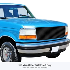 For Ford F-150 87-91 APG 1-Pc Black 8x6 mm Horizontal Billet Main Grille