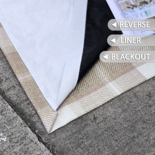 always4u Plaid Curtains for Bedroom Living Room 100% Blackout Thermal Energy ... - Picture 8 of 10