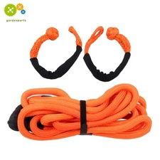 Orange Kinetic Recovery Rope Kit W/ 2 Soft Shackles 34000Lbs 1inx30ft For Truck