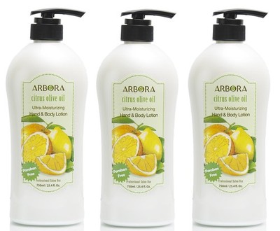 3x ARBORA Hand & Body Lotion CITRUS OLIVE 25.4OZ/750ML