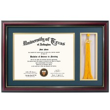 GraduationMall 11x17 Cherry Wood Diploma Frame w/Tassel Holder for 8.5x11 Cert