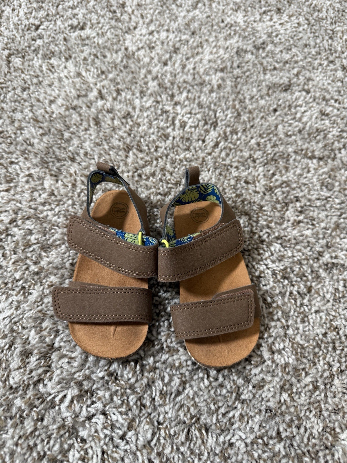 Wonder Nation Toddler Sandals Size 6 Brown Adjustable Straps Kids