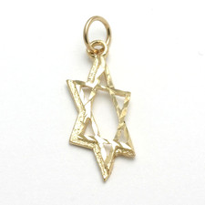 Vintage 14k Jewish Star of David Shema Yisrael Pendant Yellow Gold Estate