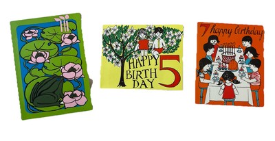 Pat Li Shun Birthday Card Lot Of 3 VTG Creepy 70 s NOS Unused Unsettling