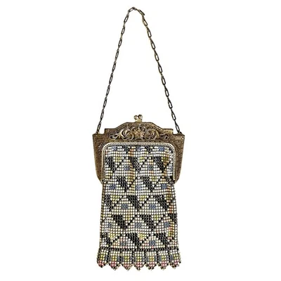 Antike 20er Jahre Whiting & Davis Art Deco emaillierte Mesh Flapper Handtasche Geldbeutel - Bild 1 von 4
