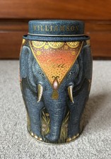 Williamson Tea Caddy Blue Embossed Elephant Tin. Empty.