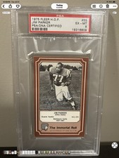 1975 Fleer Team Cloth Patch Stickers - The Immortal Roll Jim Parker #65 Auto