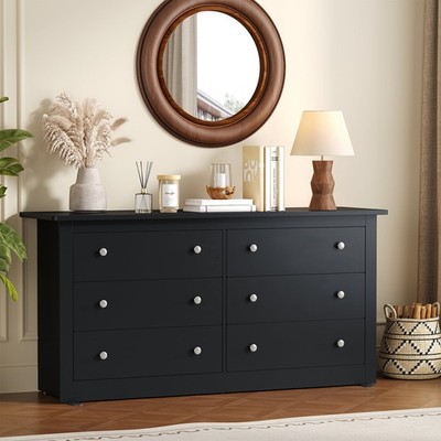6-Drawer Double Dresser Bedroom Wide Chest of Drawers Bedroom Storage  Furniture | eBay