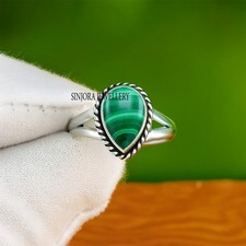 Malachite Gemstone 925 sterling silver handmade Gift Ring US size 5 to 13
