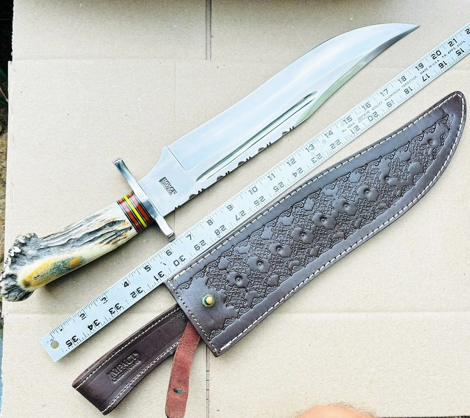 Impact Cutlery Custom Made Huge Bowie Knife 20" Bone Stag Handle Handmade Knives - Image 4 of 4