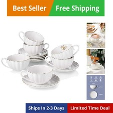 Royal Tazze da tè e piattini, con bordo dorato e confezione regalo, tazze da caffè inglesi,...