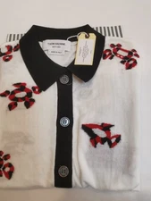 THOM BROWNE Women's Knit Cardigan, Short Sleeve Slimming Top