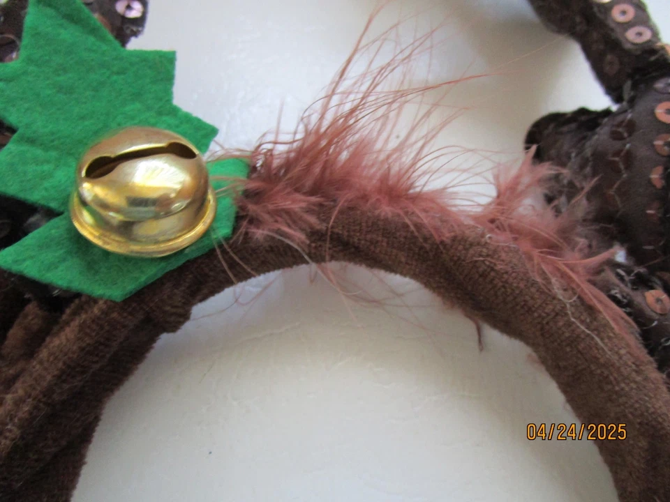 圣诞驯鹿耳朵头带带铃铛和亮片超级可爱女式或青少年 — 第 3/4 张图片