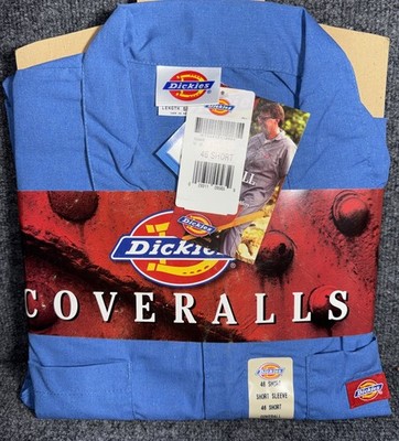 Vtg Dickies Jumpsuit Coveralls Mens Size 46 Short Mechanic Farm Trucker Blue