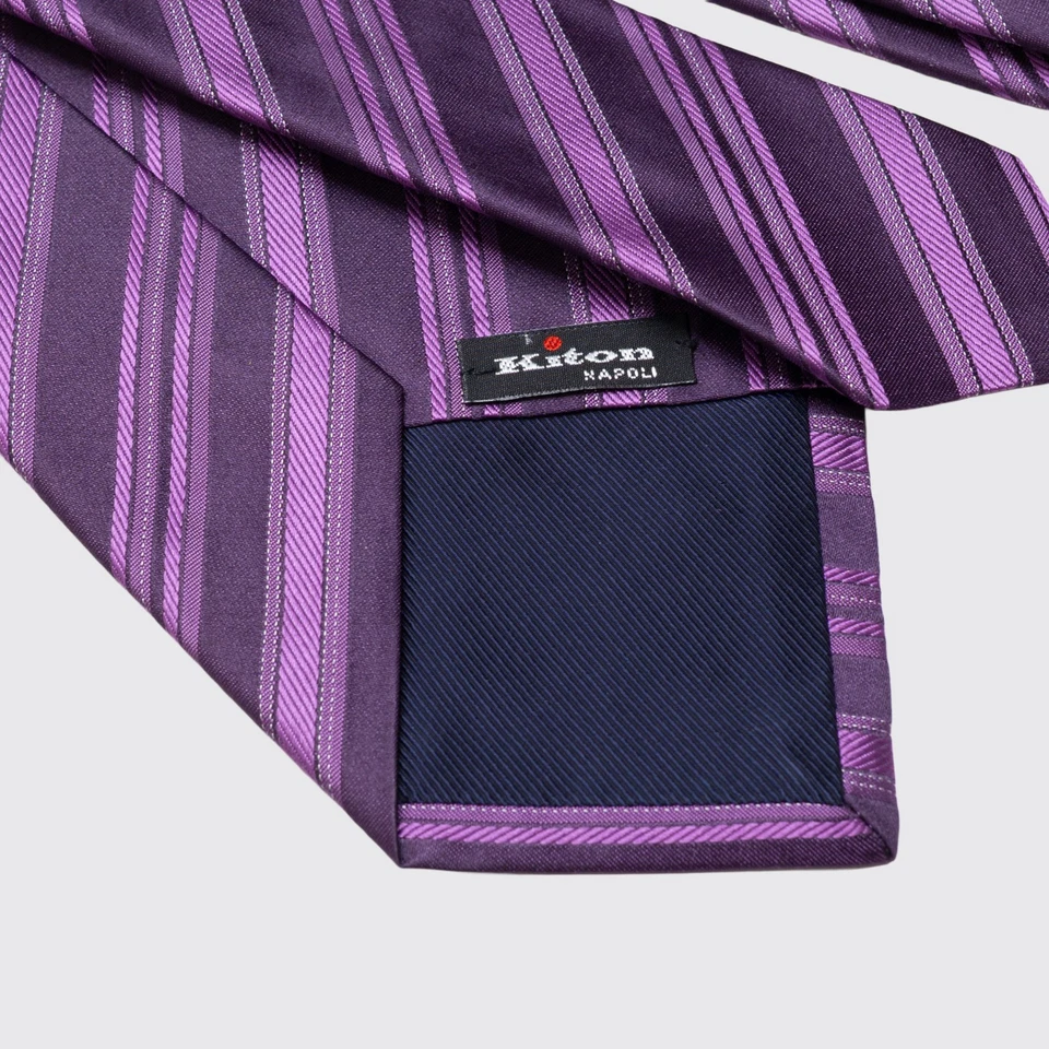Corbata Kiton Napoli Rosa Púrpura Metálica Seda Clásica Hecha en Italia Foto 4 de 4