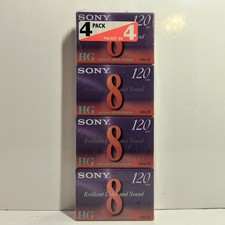Sony Video8 P6-120HG High Grade 120 Min Blank Video Cassette Tape 4-Pack Sealed