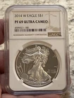 2014 W ~ NGC PF69 ULTRA CAMEO 1 OZ AMERICAN SILVER EAGLE
