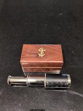 Open Box Nautical Telescope 6  Brass Finish Mini Pirate Spyglass w/ Wooden Box