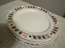 Set of 4 Playing Card Plates 7.5" Jobar International Poker Casino Decor