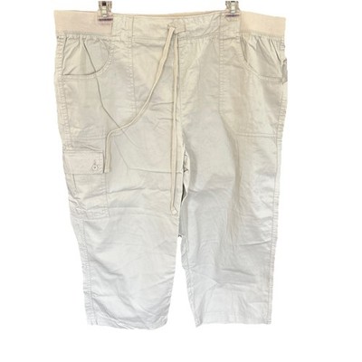 Women s Beige White Stag Capris 100% Cotton NWOT Size 18