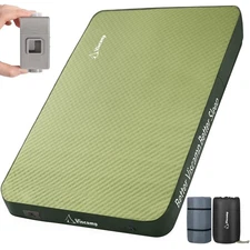 Double Sleeping Pad, 4" Thickness Memory Foam Camping Pad Self Inflating Camp...