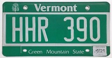 Vermont Green Mountain State Debossed License Plate HHR 390 in Nice Condition